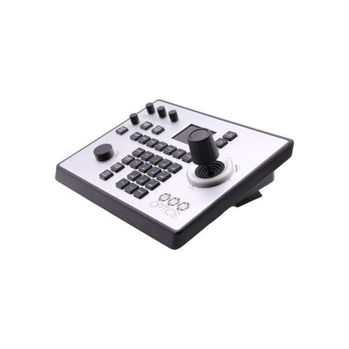 PTZOptics IP or serial PTZ camera controller, VISCA & VISCA over IP joystick keyboard, PoE & universal power supply