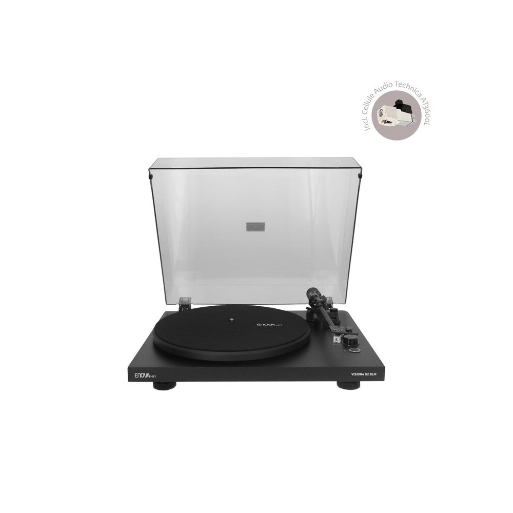 Enova Hifi Belt‑drive Hi-Fi turntable with Bluetooth and USB, integrated RIAA preamp, Audio Technica AT3600L cartridge, matte bl