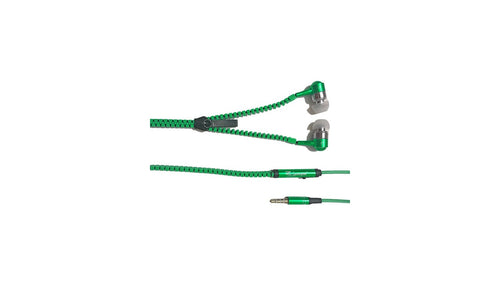 Zzipp ZZACC1VE Stereo Earphones, Green Cable, 3.5mm Mini-Jack