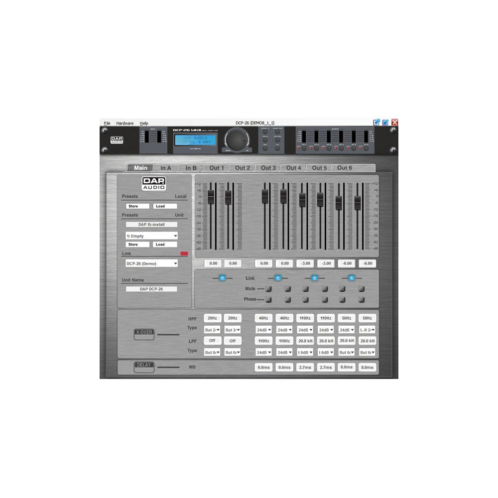 DAP-Audio DCP-26 MKII Crossover digitale 2-in, 6-uscite