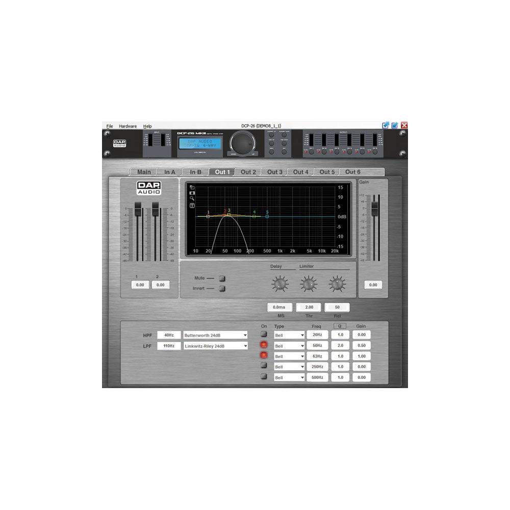 DAP-Audio DCP-26 MKII Crossover digitale 2-in, 6-uscite