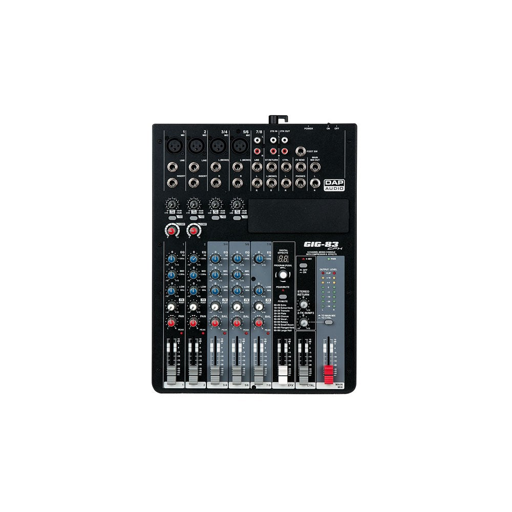 DAP-Audio GIG-83CFX Mixer live a 8 canali, comprensivo di dinamiche e DSP