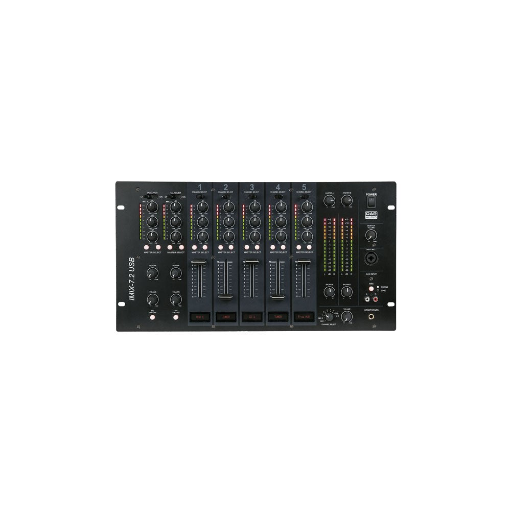 DAP-Audio IMIX-7.2 USB Mixer USB installazione 6U 7 canali, 2 zone