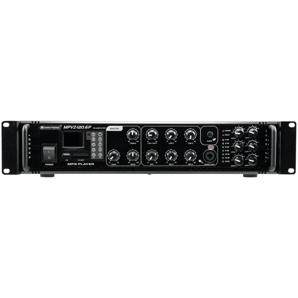 OMNITRONIC MPVZ-120.6P PA Amplificatore 100V a 6 zone