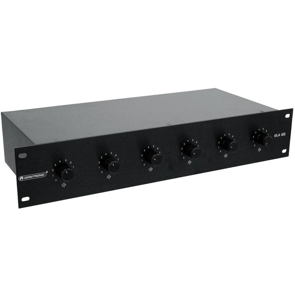 OMNITRONIC PA 10W STEREO Controlador de volumen de 6 zonas