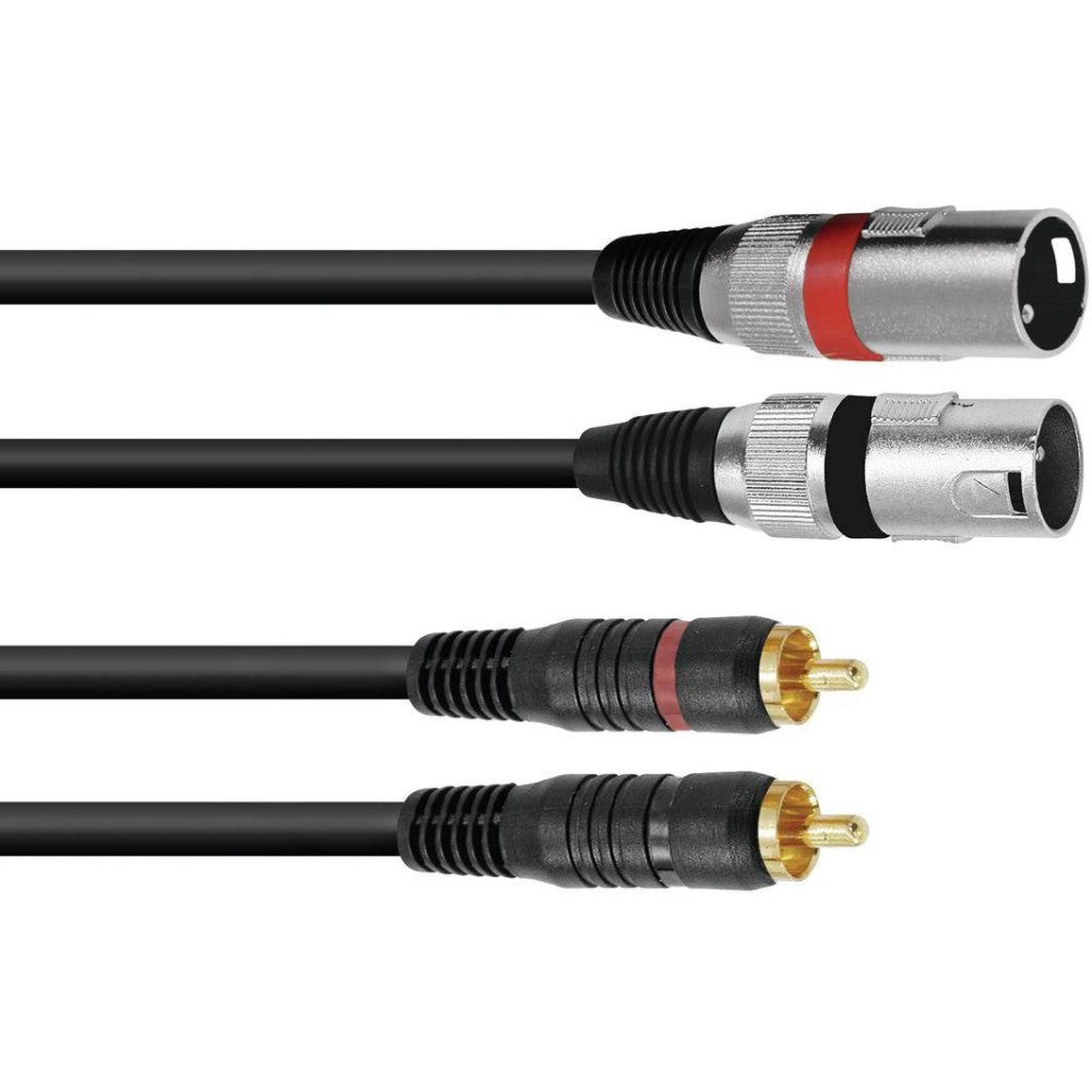 OMNITRONIC Cavo adattatore da 2 XRL M 3 pin a 2 RCA M da 1.5 m