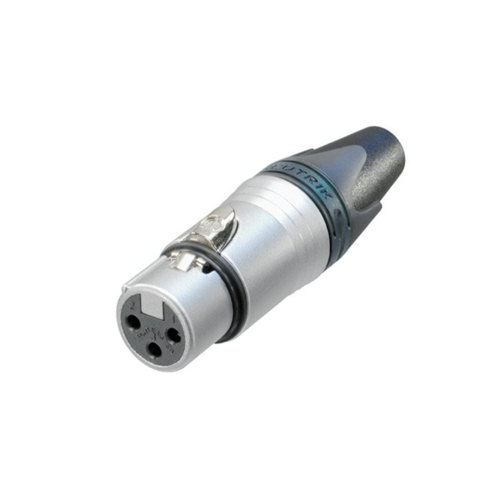 NEUTRIK NC3FXX-HE XLR volante, Serie XX-HE, 3 poli femmina, corpo cromato vellutato, contatti oro