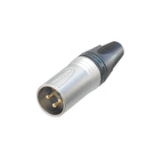 NEUTRIK NC3MXX-HE XLR volante, Serie XX-HE, 3 poli maschio, corpo nichel cromato vellutato, contatti argento