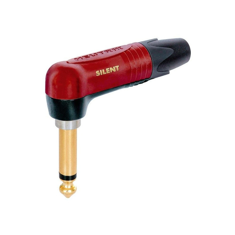 NEUTRIK NP2RX-AU-SILENT Phono Plug ¼" angolare, Serie SilentPLUG , 2 poli maschio, corpo rosso, contatti oro