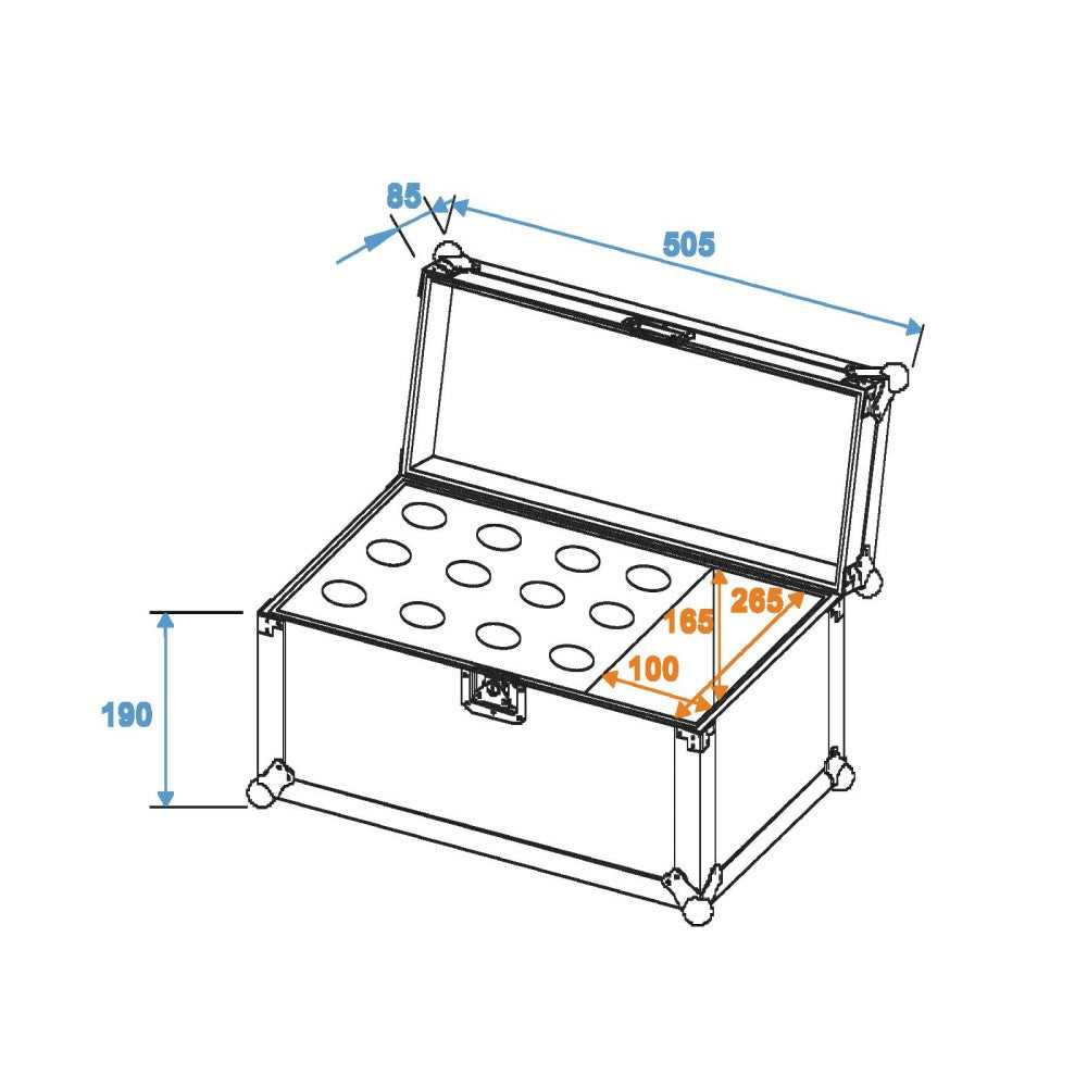ROADINGER Flight Case for 12 Microphones, Black