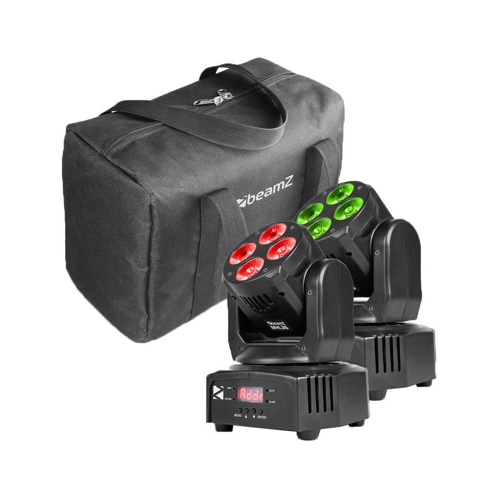 BEAMZ MHL36 SET Kit di 2 teste mobili wash 4in1 con cavo DMX e borsa
