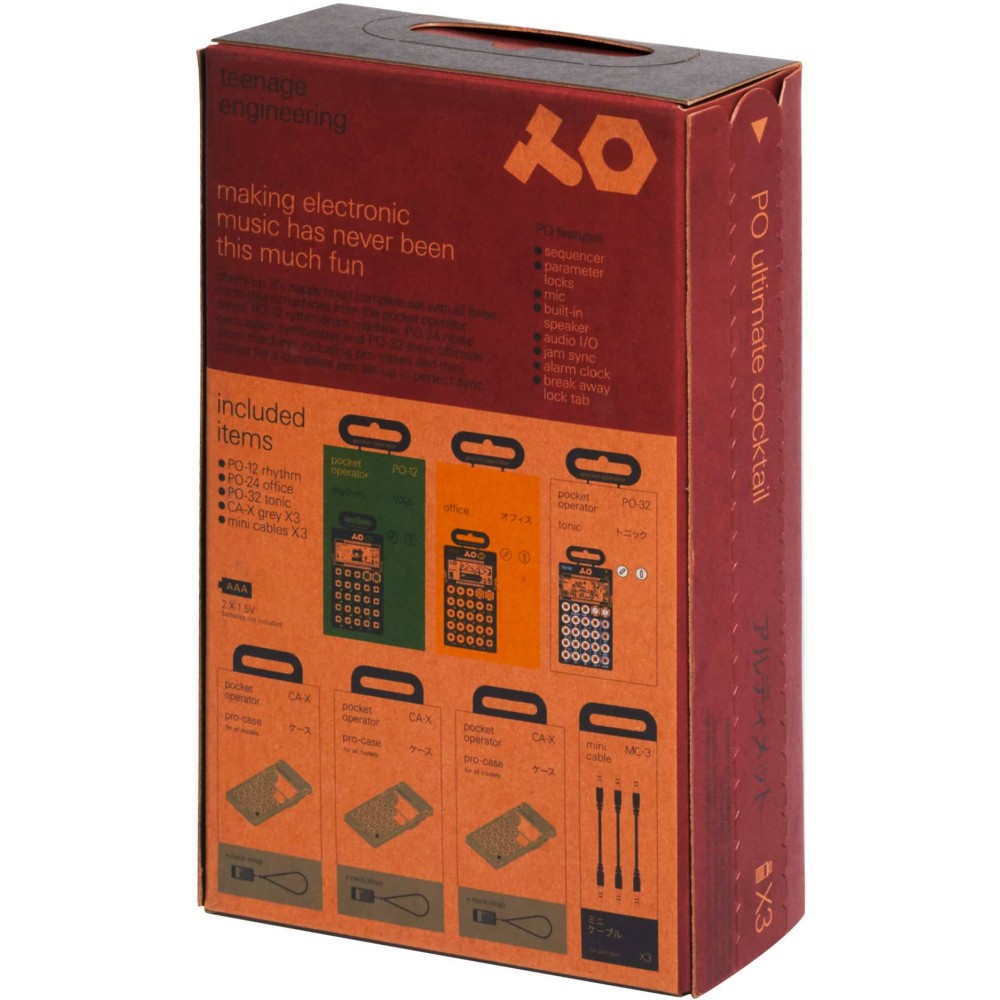 TEENAGE ENGINEERING PO ULTIMATE COCKTAIL Bundle con PO y 3 fundas y 3 cables