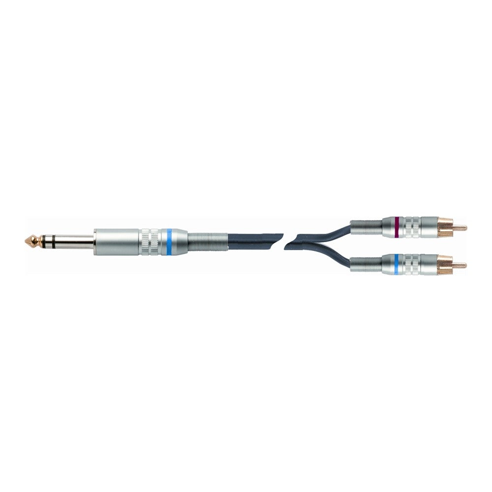 Quik Lok S/217-2 BK Cavo assemblato Jack 6.3 stereo/2 RCA maschio