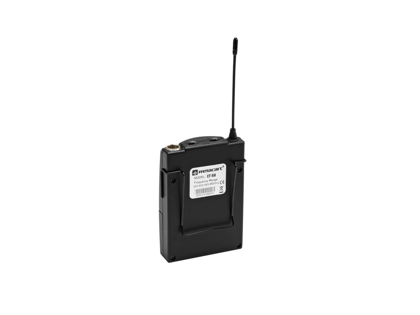 RELACART ET-60 Bodypack con Microfono Lavalier per WAM-402