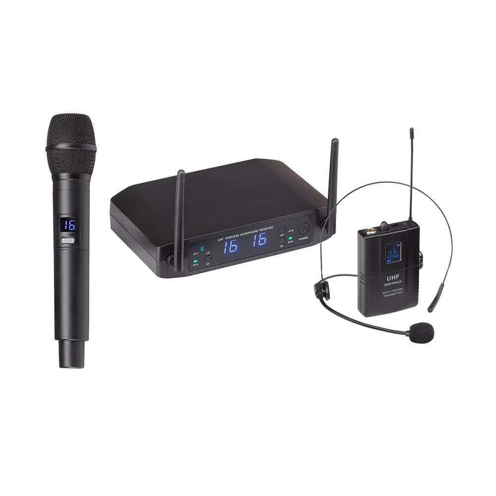 RADIOMICROFONO UHF SOUNDSATION WF-U216HP 16+16 CH 1 TX MANO 1  BODYPACK &amp; ARCHETTO 521-549MHz