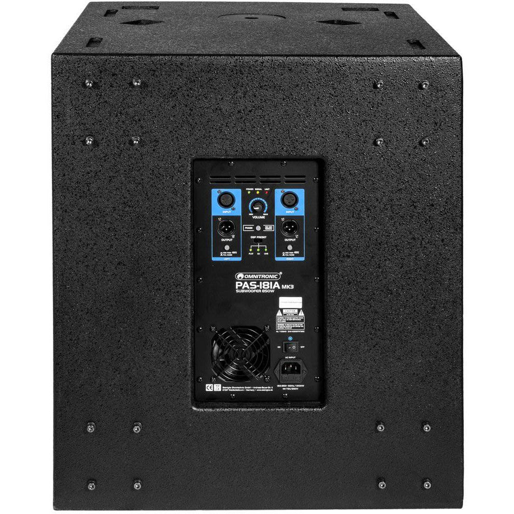 OMNITRONIC PAS-181A MK3 Subwoofer, active with 18" DSP