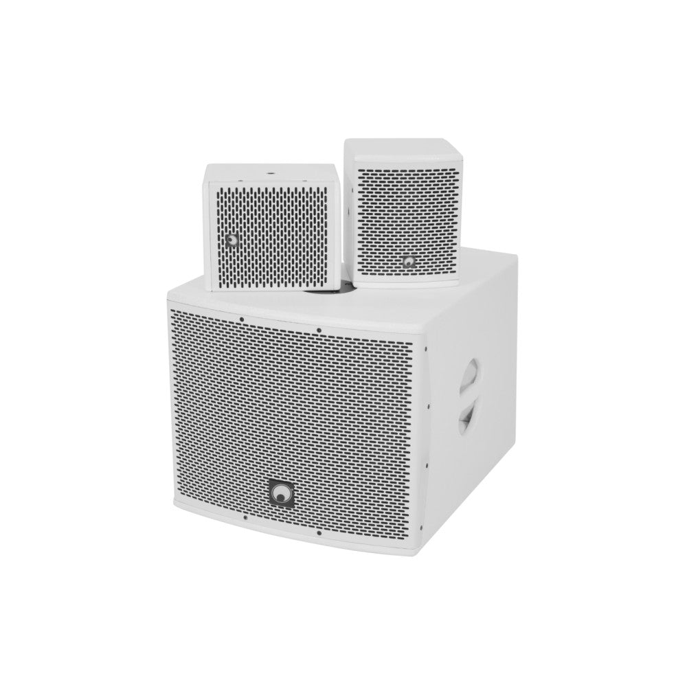OMNITRONIC Set MOLLY-12A Subwoofer activo + 2x MOLLY-6 Top 8 Ohm, blanco