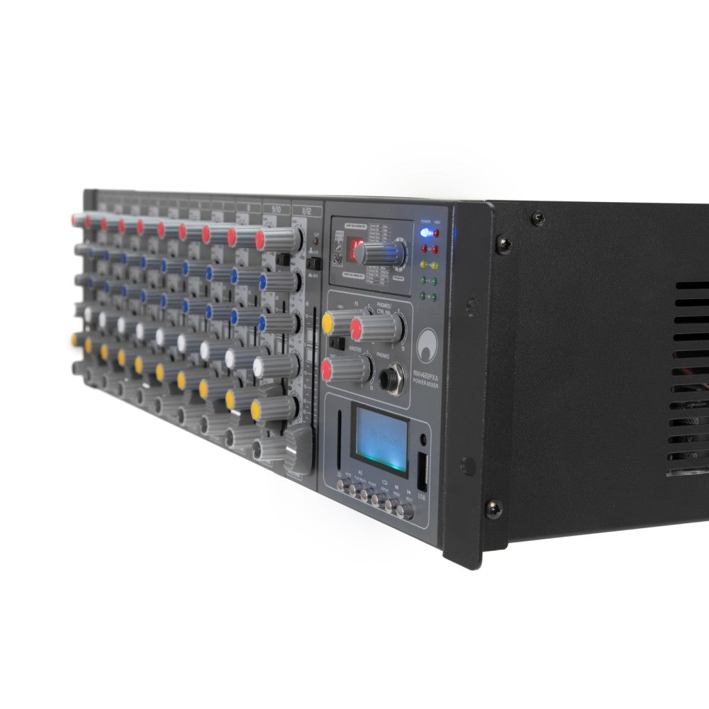 OMNITRONIC RM-1422FXA USB Mixer amplificato a rack 2x400W