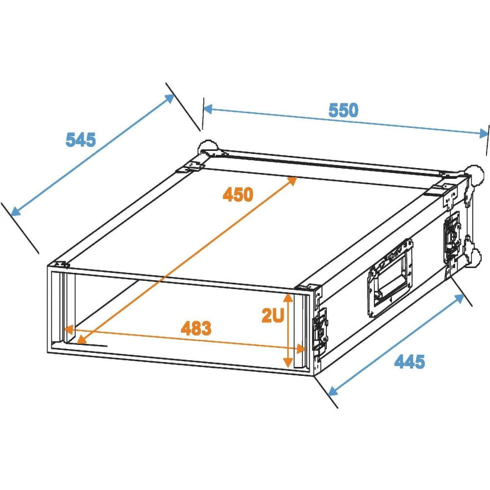 ROADINGER RACK PROFI 2U 45CM Flightcase per unità da 483 mm (19")