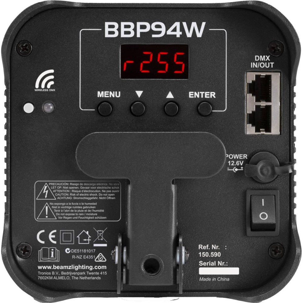 BEAMZ BBP94W Uplight Par 4x12W a batería