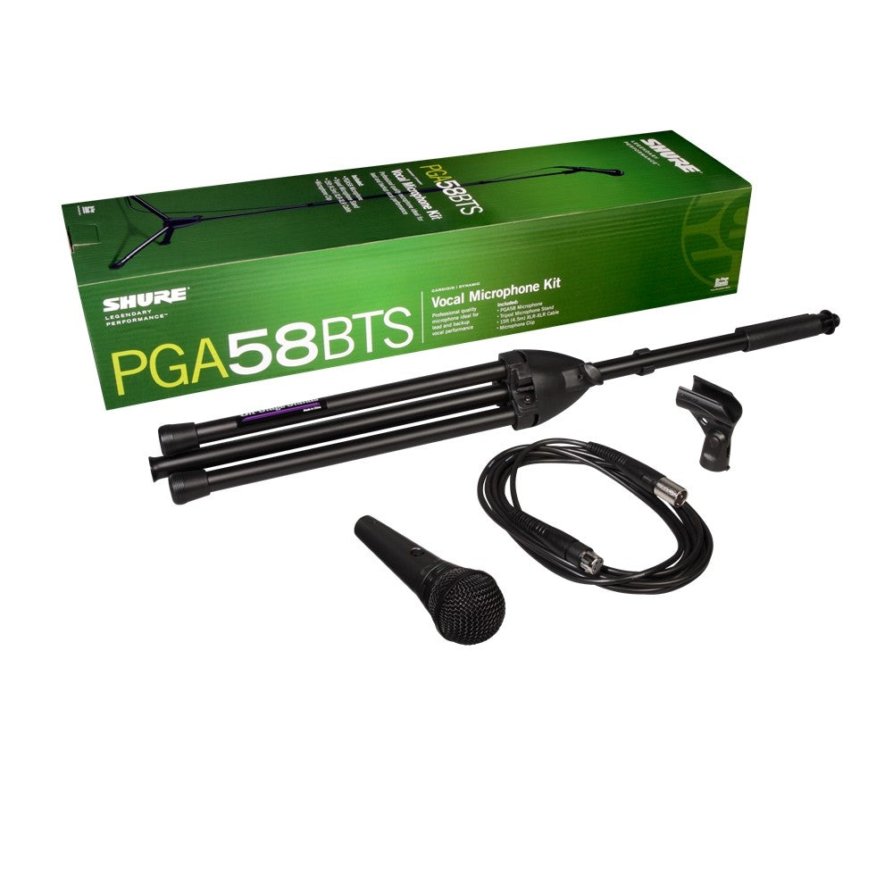 Shure PGA58BTS Microphone Pack, Tripod Stand, XLR Cable, Pouch