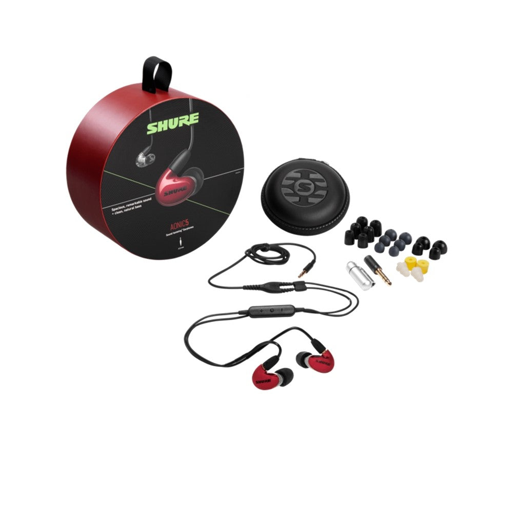 Shure SE53BARD+UNI-EFS AONIC 5 Auriculares de botón color rojo/transparente