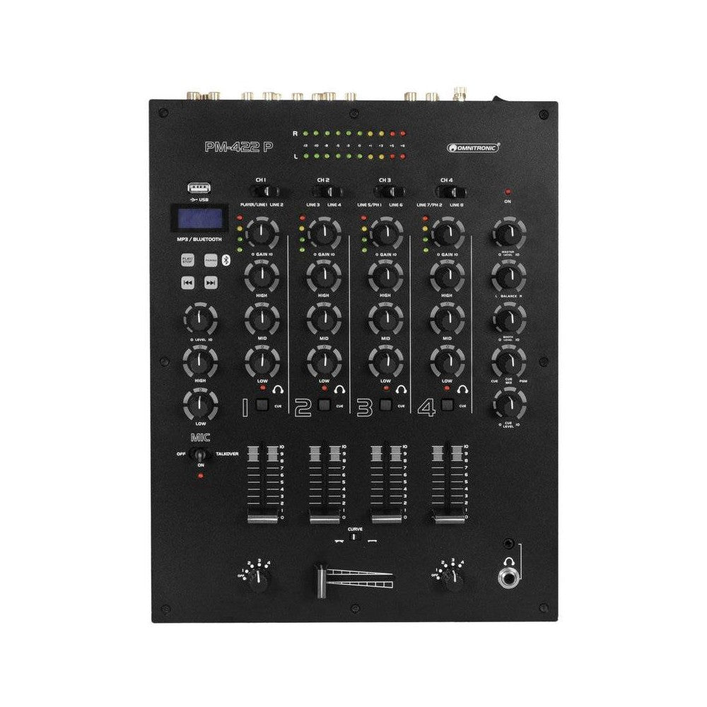 OMNITRONIC PM-422P Mixer Dj 4 Canali con Bluetooth e Usb