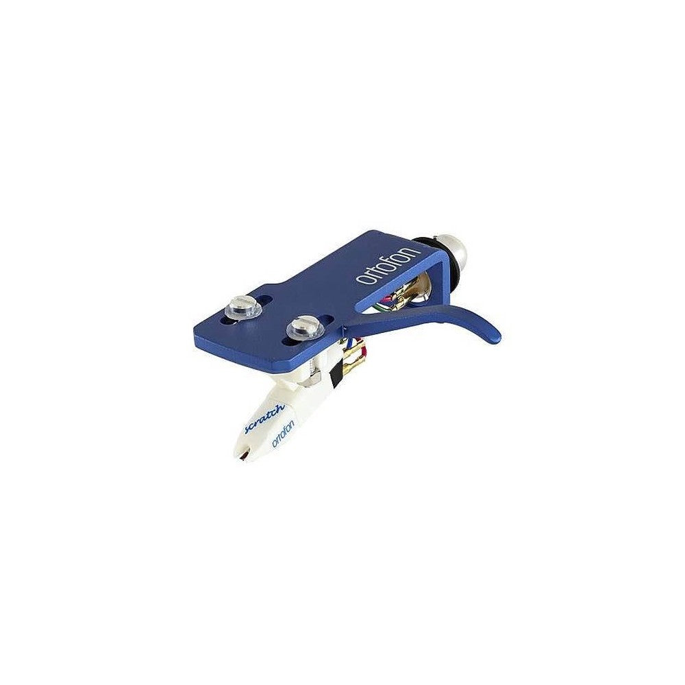 ORTOFON OM SCRATCH WHITE ON SH4 BLUE HEADSHELL