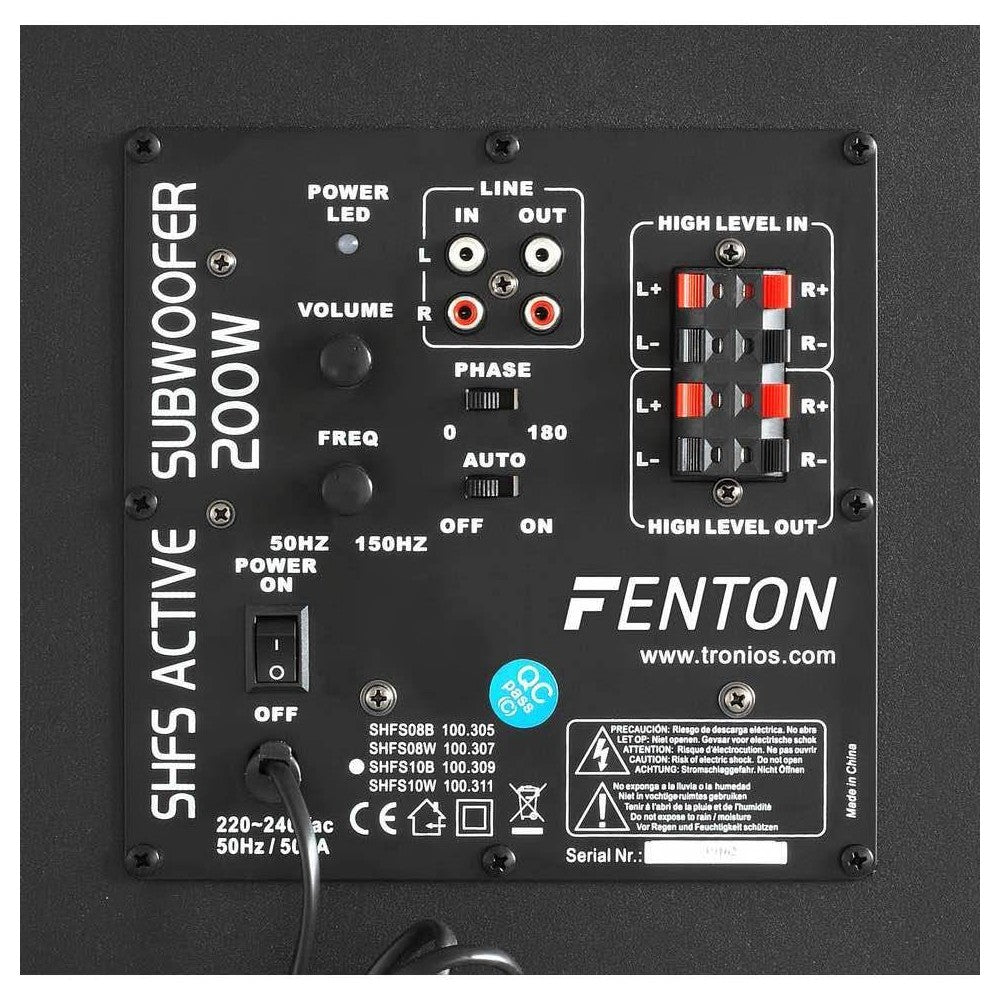 Subwoofer activo Fenton SHFS10B de 10" negro