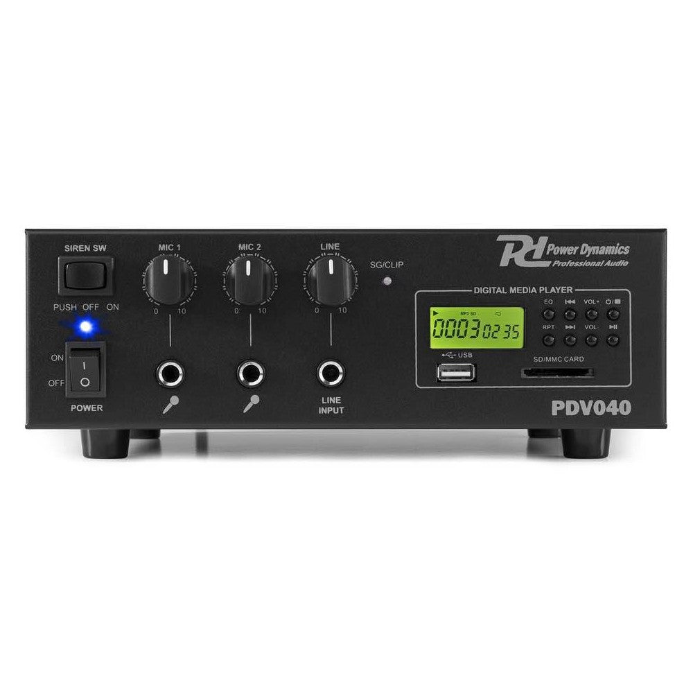 Power Dynamics PDV040 40W/100V-12V MP3 amplifier