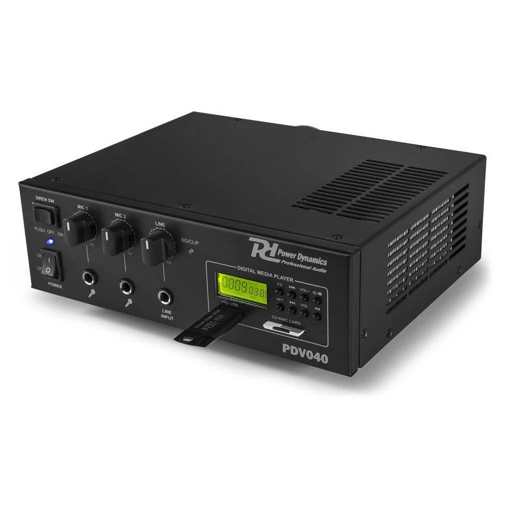 Power Dynamics PDV040 40W/100V-12V MP3 amplifier