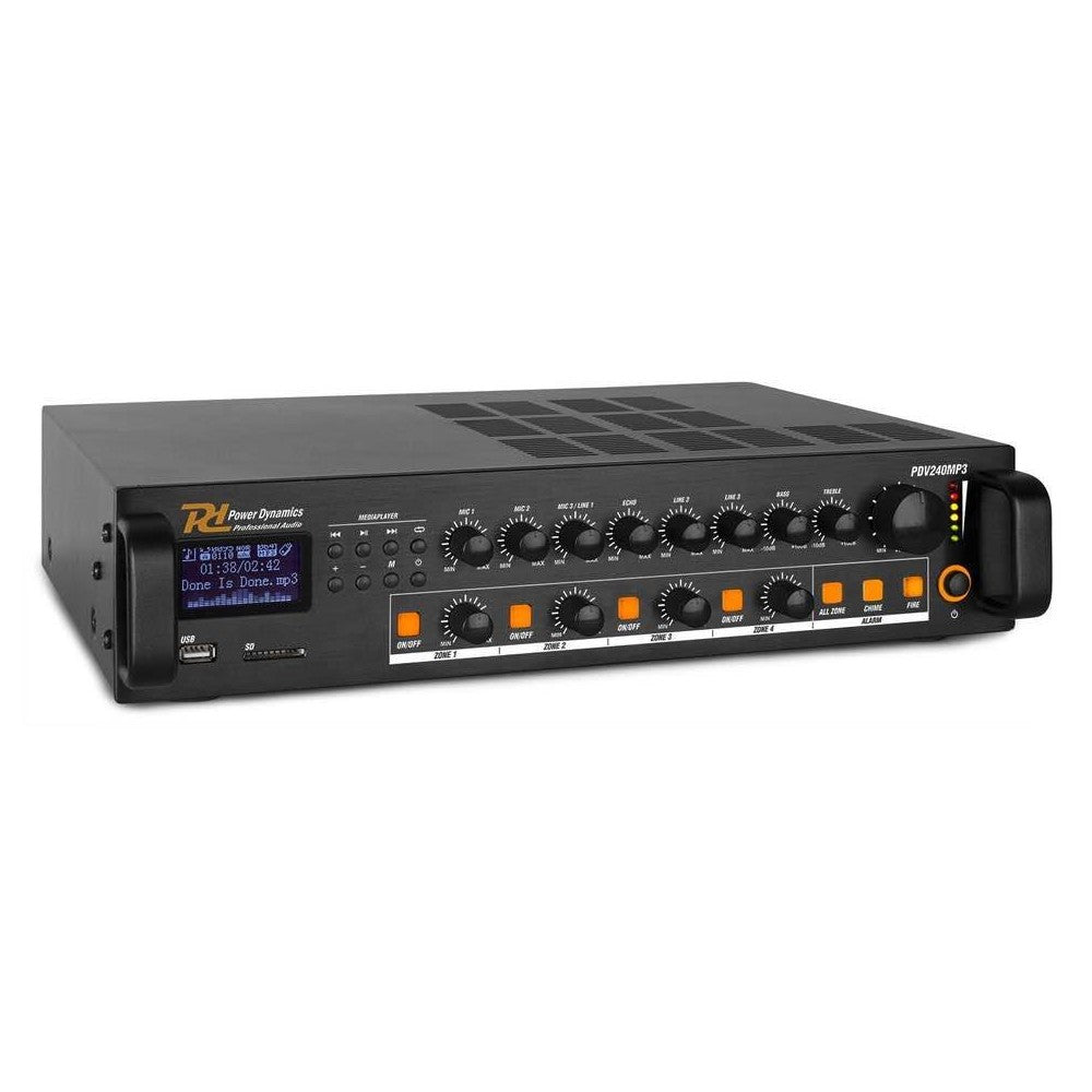 Power Dynamics PDV240MP3 Amplificador 4 Zonas 240W/100V BT