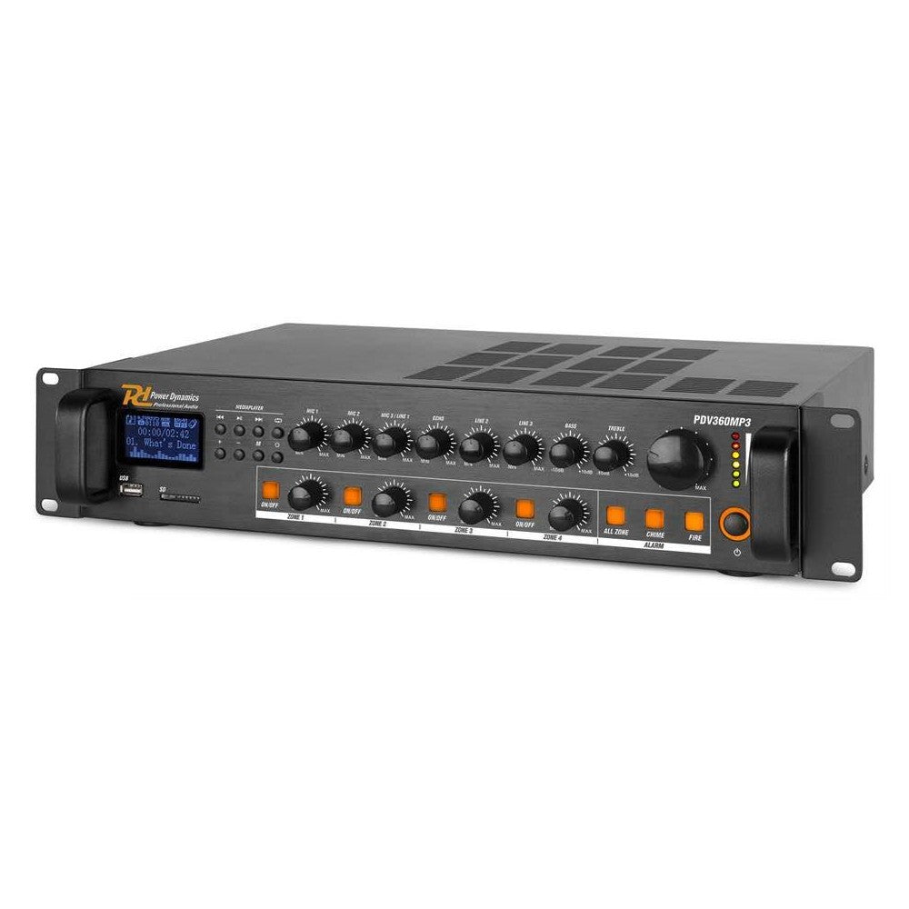 Power Dynamics PDV360MP3 Amplificatore 360W/100V 4 zone BT