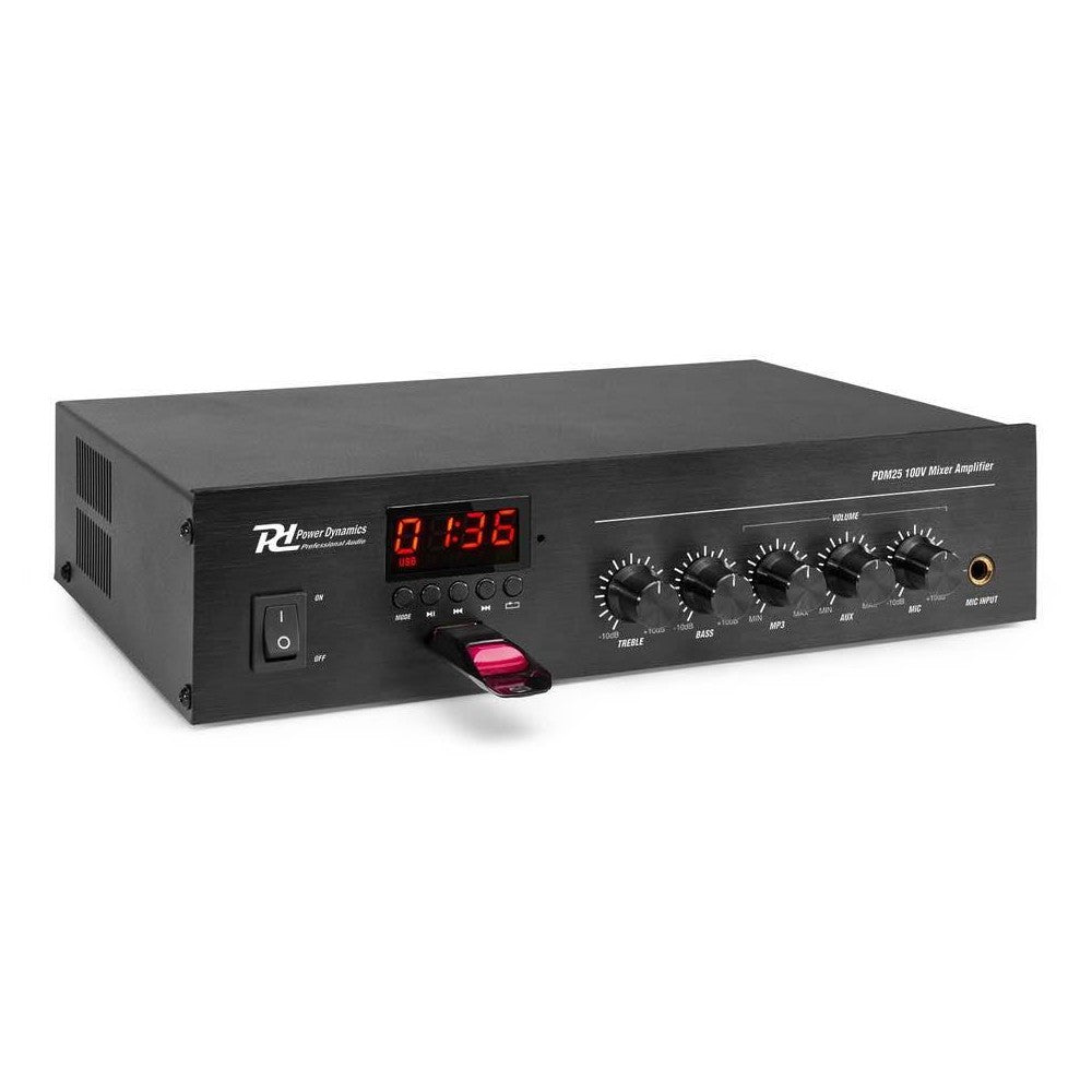 Power Dynamics PDM25 Amplificador 25W/100V BT/MP3