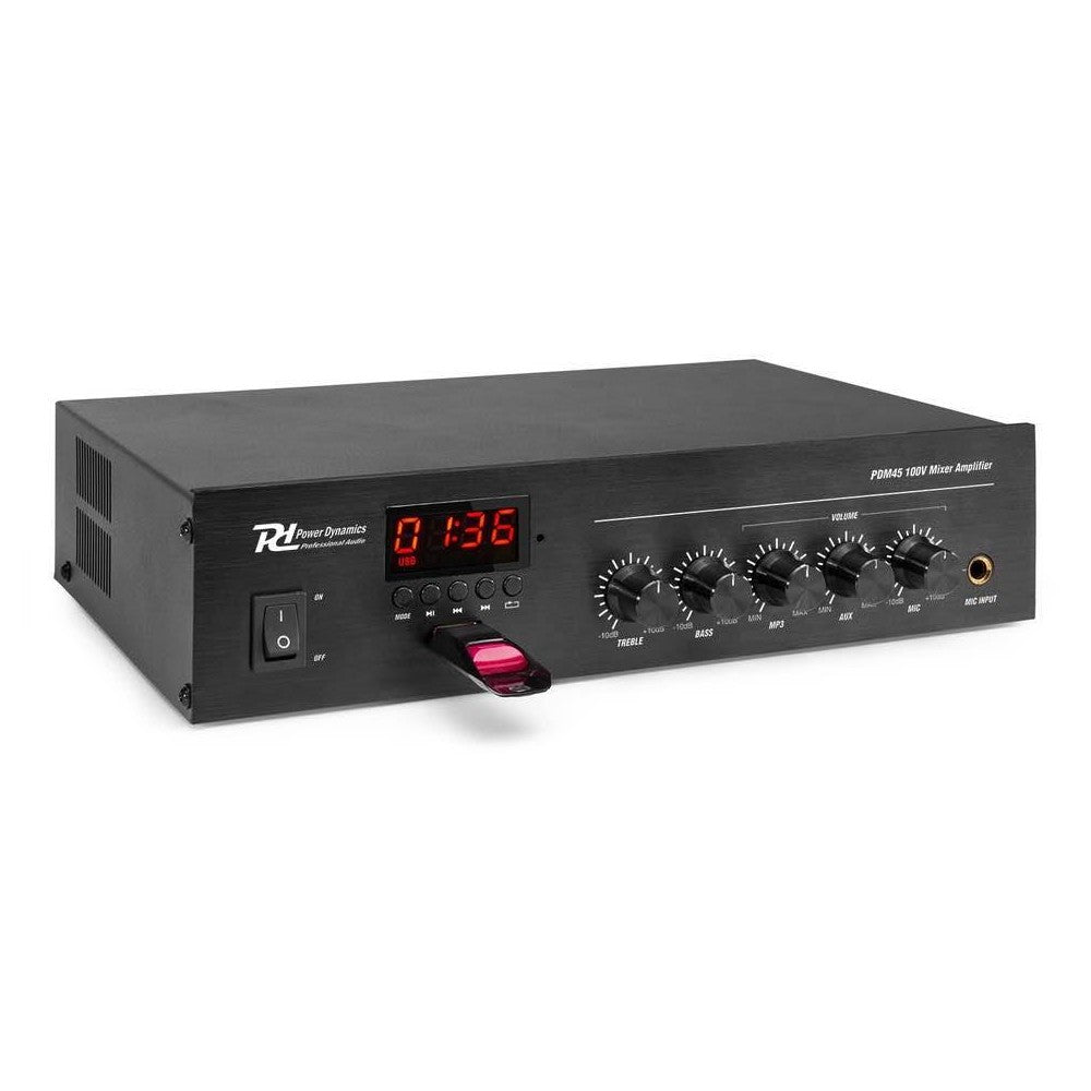 Power Dynamics PDM45 Amplificatore 45W/100V con BT/MP3