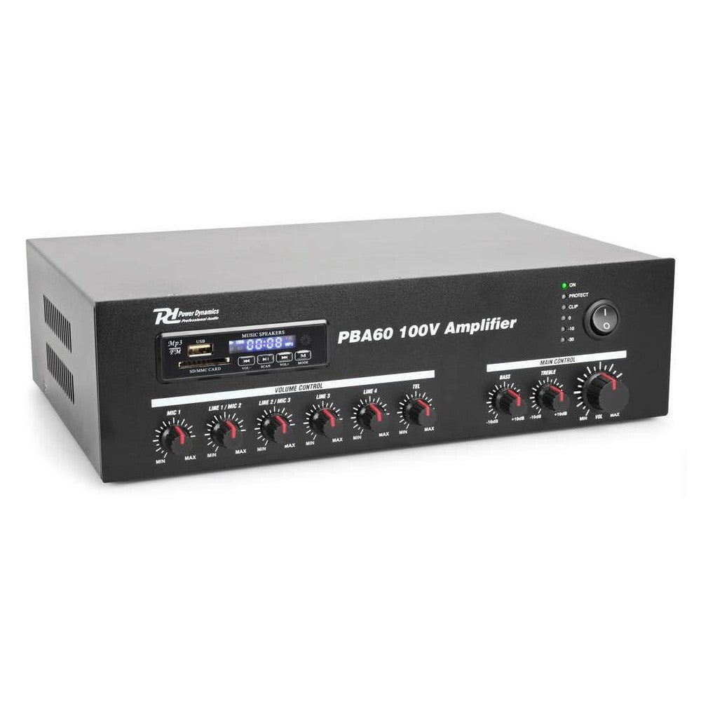 Power Dynamics PBA60 Amplificatore 60W/100V USB/MP3/BT