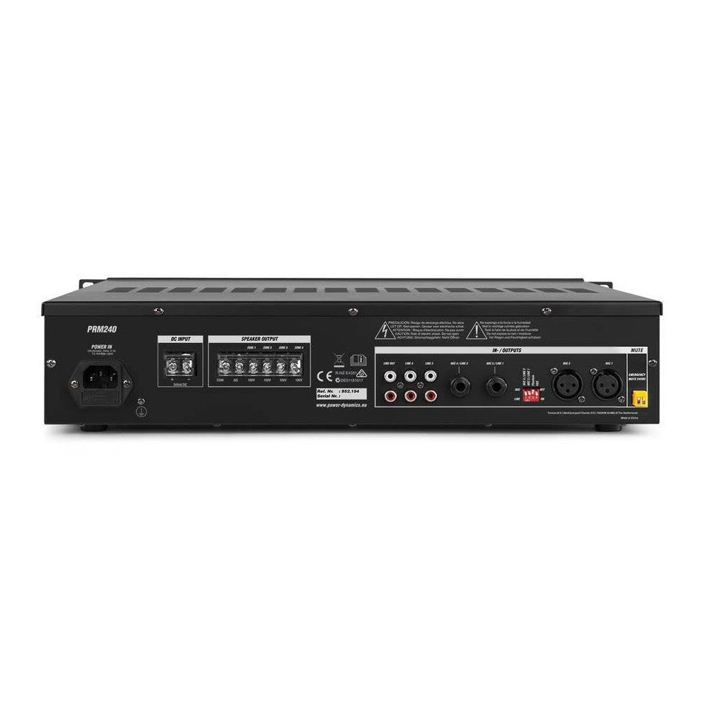 Power Dynamics PRM240 Amplificatore 240W/100V 4 Zone
