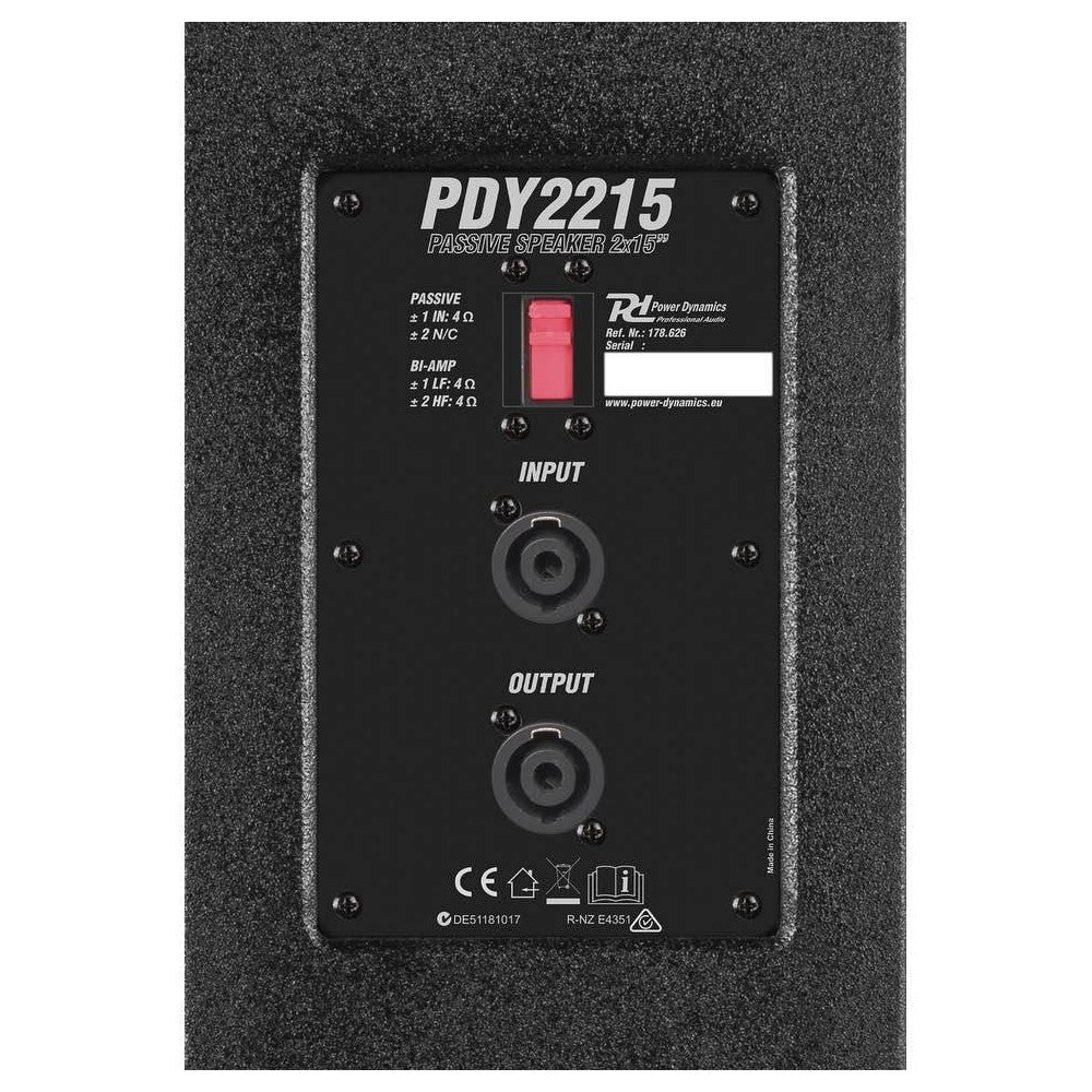 Power Dynamics PDY2215 Altavoz Pasivo 2x15" 1600W