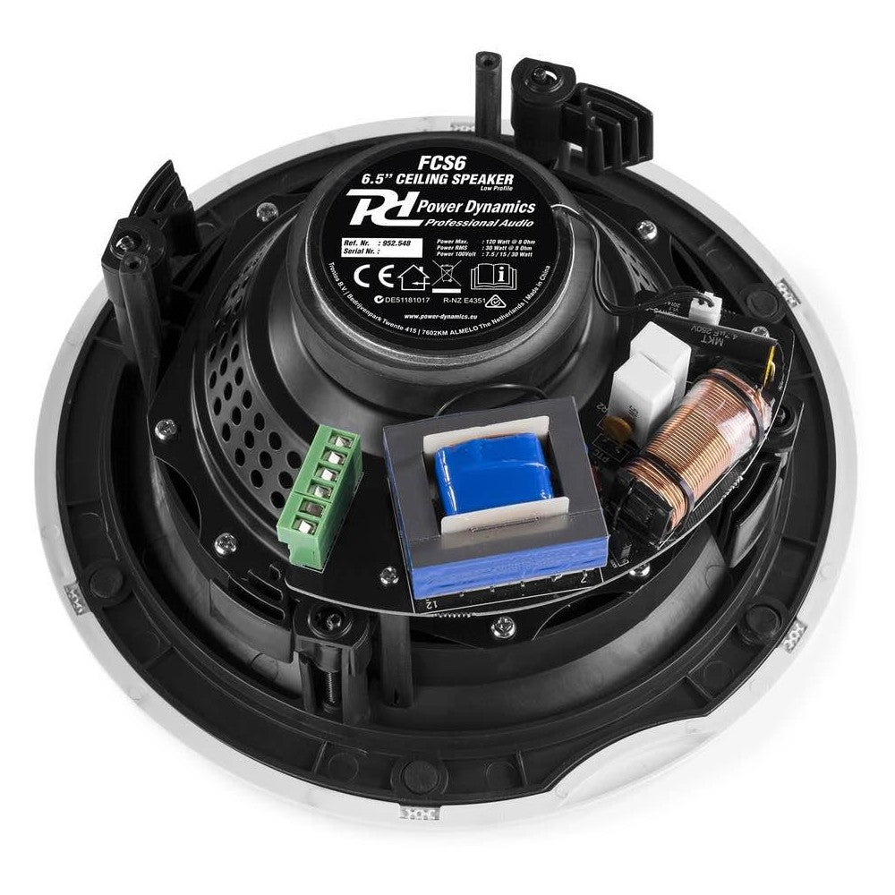Power Dynamics FCS6 Low Profile Ceiling Speaker 100V 6.5"