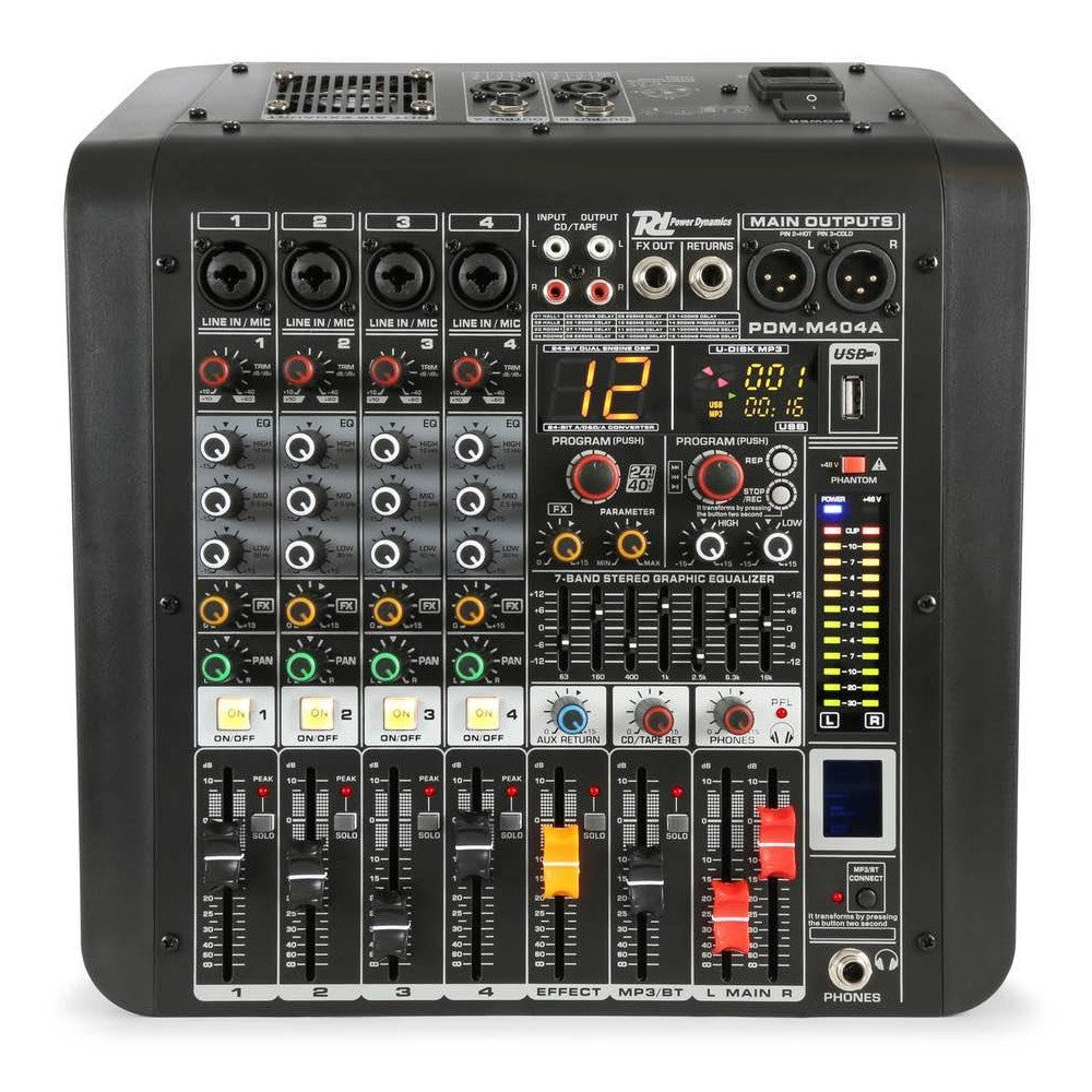 Power Dynamics PDM-M404A Mixer a 4 Canali con 16DSP/BT/MP3