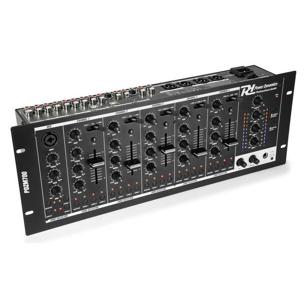 Power Dynamics PDZM700 Mixer Rack 6 Canali 4 Zone