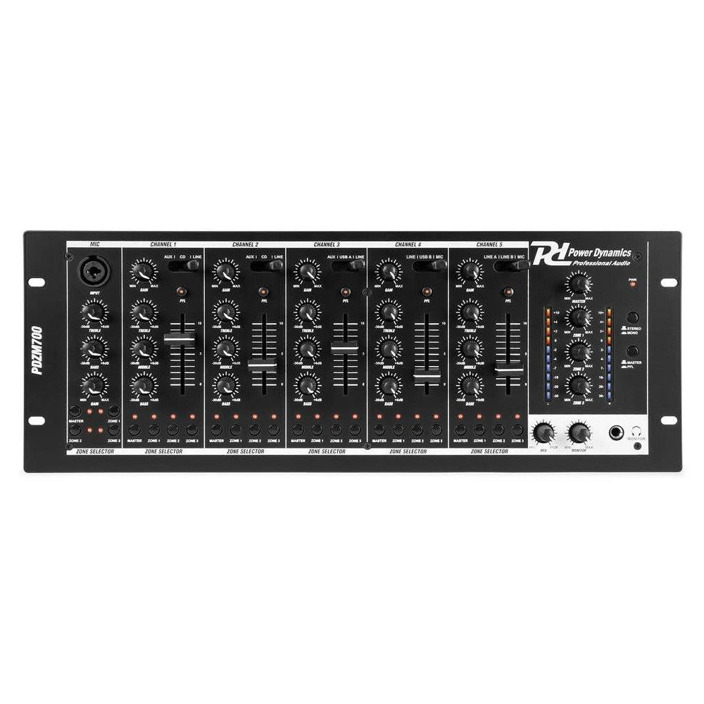 Power Dynamics PDZM700 Mixer Rack 6 Canali 4 Zone