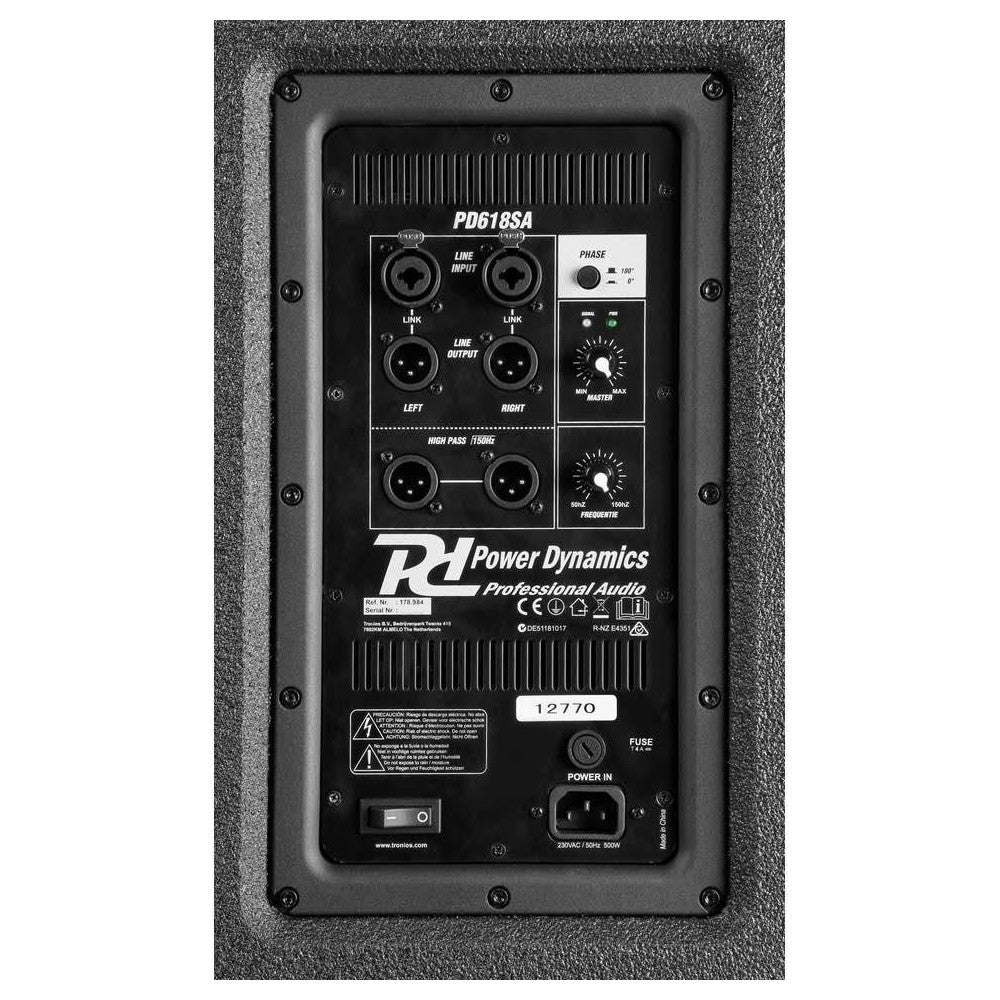 Power Dynamics PD618SA PD. Subwoofer autoamplificado de 18" y 700W