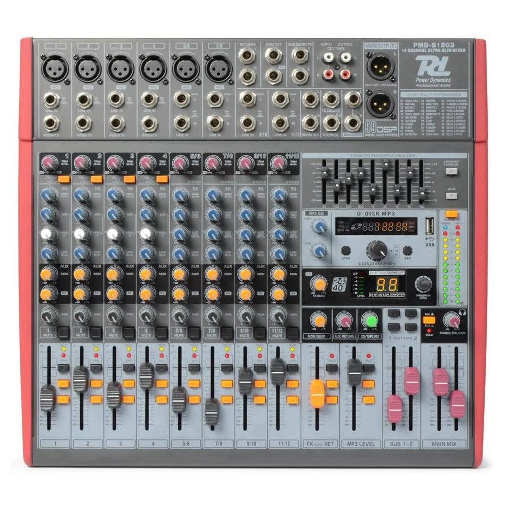 Power Dynamics PDM-S1203 Mixer a 12 Canali con DSP/MP3
