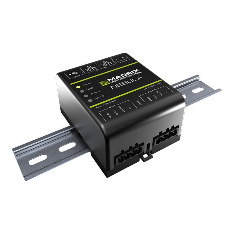 MADRIX NEBULA Art-Net Node / USB 2.0 Interface, SPI converter for 12 Universes, 2 x OUT, DIN rail