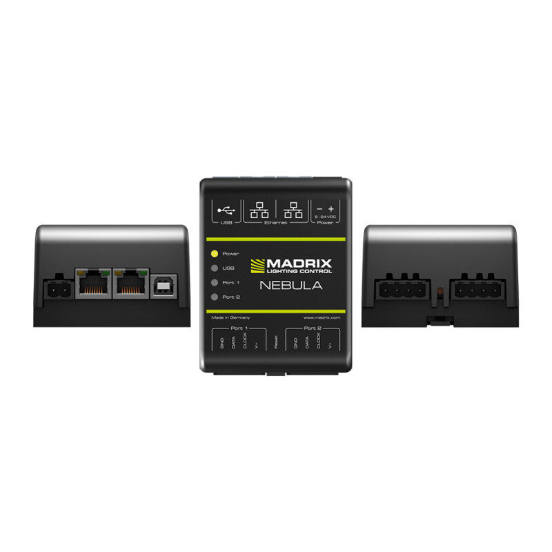 MADRIX NEBULA Art-Net Node / USB 2.0 Interface, SPI converter for 12 Universes, 2 x OUT, DIN rail