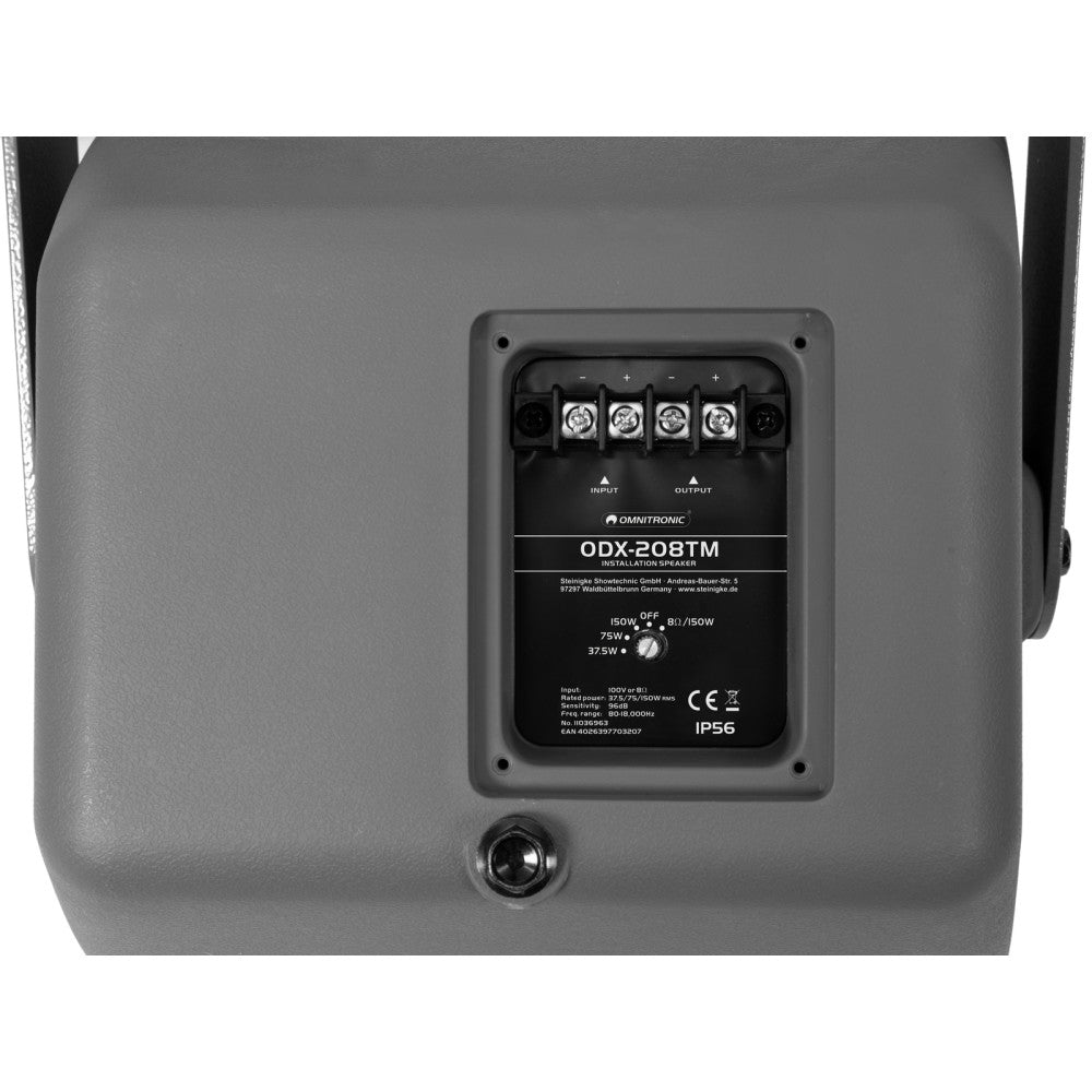 OMNITRONIC ODX-208TM Altavoz de instalación de 100 V gris oscuro