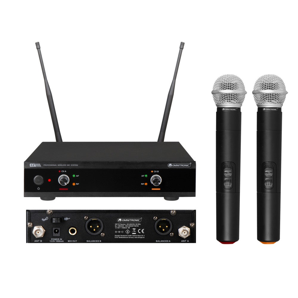OMNITRONIC UHF-E2  823.6/826.1MHz Doppio radiomicrofono a gelato