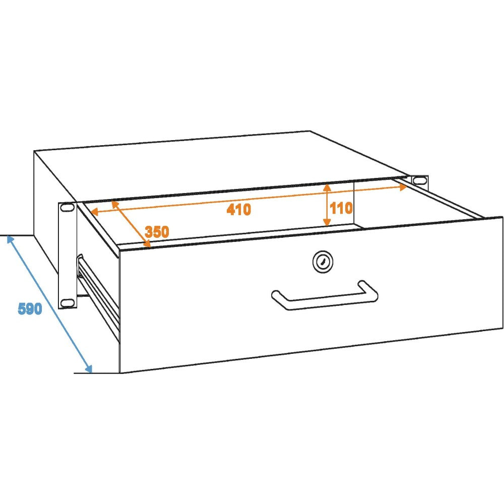 OMNITRONIC Cajón de rack de 3 U y 19" con cerradura