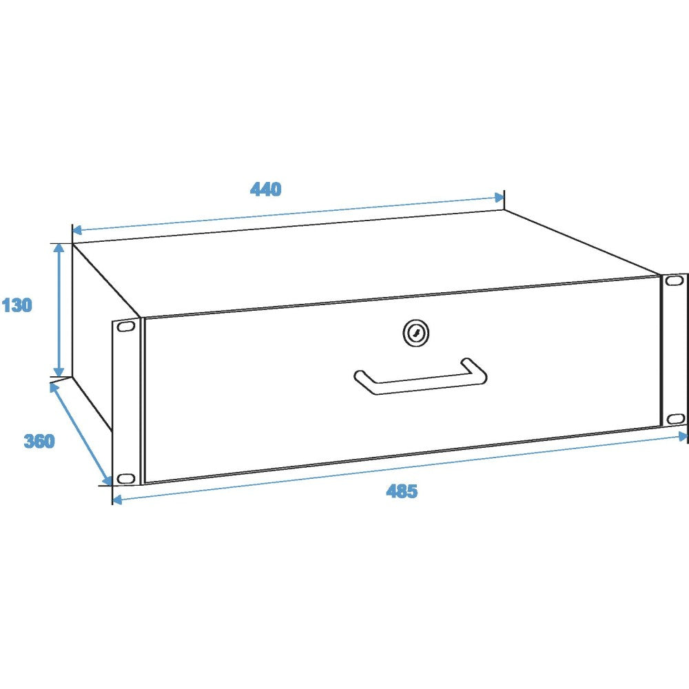 OMNITRONIC Cajón de rack de 3 U y 19" con cerradura